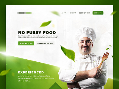 Landing page design clean web design layout collaboration concept delivery food chef landing page pitch photo presentation simple ui ux design