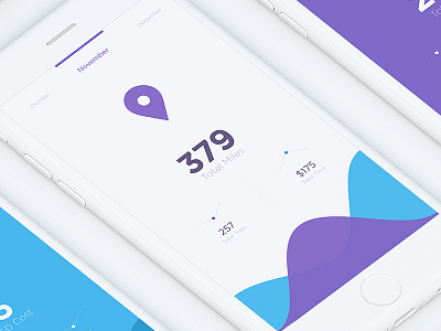 Monthly Report app clean design dashboard ios style details flat icon elegant simple flat interface layout phone screen tracking gps location ui ux web design