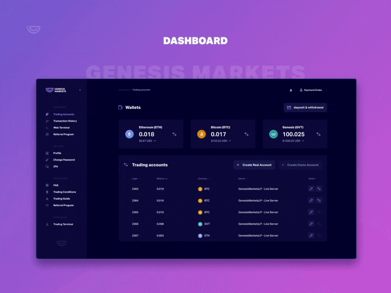 GM Dashboard UI aep gif blockchain crypto dashboard ui animation data analytics chart graph exchange integration process icon design interface tokens ui ux wallet web design