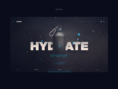 SONO Landing page after effect analytics app application bottle clean dashboard interace landing page layout loading minimal onboarding report smart tracking ui ux web website