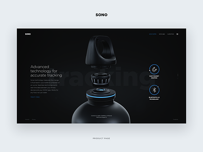 SONO Product Page - Technology 3d after effect analytics app bottle clean dashboard interace interaction landing page layout minimal onboarding report smart tracking ui ux web website