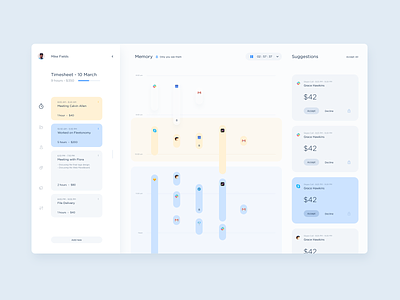 Memory UI - Grouping time logs analytics app dashboard dtailstudio freelance invoice minimal project project management report spend task team time timeline timesheet tracker ui ux web