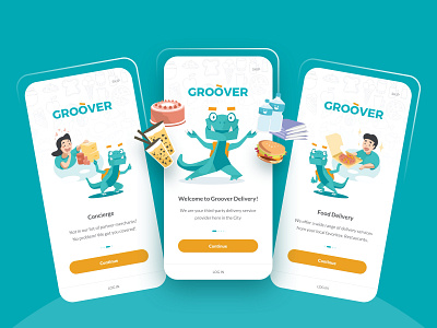 Groover | Delivery Service App Onboarding concierge delivery app dinosaur onboarding