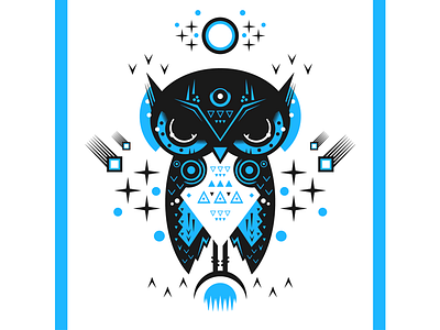 Blue Owl animal bird blue geometric owl shapes symbol symbols symmetry vector