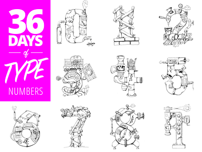 Numbers for 36 Days of Type artwork black and white design doodle drawing illustration lettering numbers pencil sketch typography