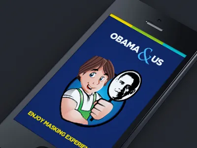 Obama&us augmented reality blue green iphone app masking mobile apps mobile app obama yellow