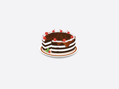 Cherry Cake design designer draw drawing dribbble flat illustrator ilustration logo vector