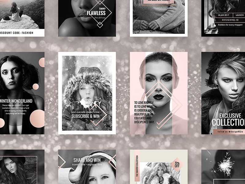 Rose Gold Social Media Bundle popular pastel beautiful design illustration creative market pinterest twitter instagram facebook social media rose gold