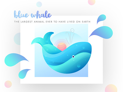 Blue Whale best illustrations blue whale colourful drops fish gradient graphic design illustration mammal ocean sun sunset
