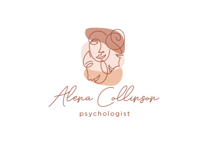 Psychologist brand branding design faces lettering logo logotype one line vector