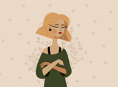 style character girl green illustraion vector woman