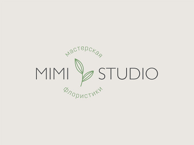 MIMI studio branding design eco friendly eco logo florist floristry flower logo green leaf leaves logo logotype