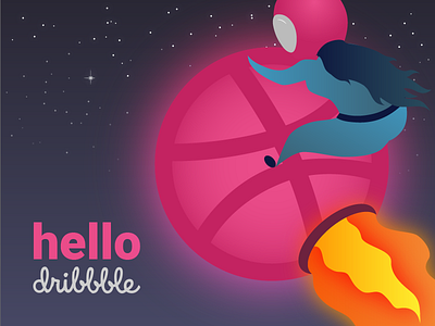 Hello Dribbble first shot hello illustration space vector