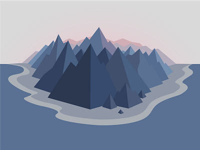 Landscape illustration game illustration landscape mountain sea