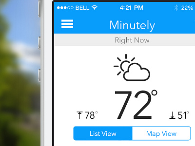 Minutely Current Weather app design mobile ui ux