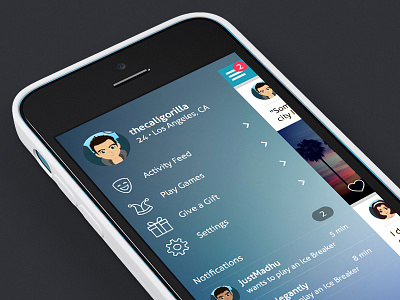 Anomo Navigation app drawer mobile navigation social ui ux