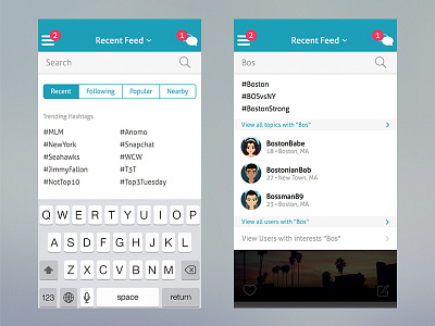 Anomo Search app filter mobile search social ui ux