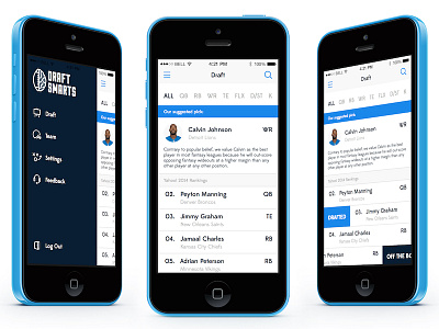 DraftSmarts App app draftsmarts football ios list mobile ui ux