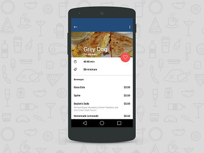 Takeout Material Design Concept android app flat list material material design menu mobile restaurant takeout ui ux