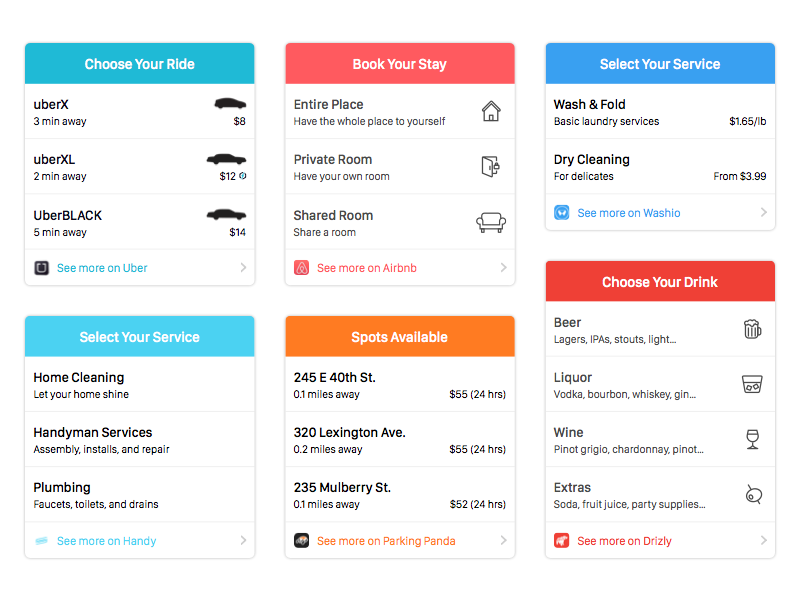 Commerce Cards (Un-Grouped Inventory) iphone ios airbnb uber ux ui cards card blog button