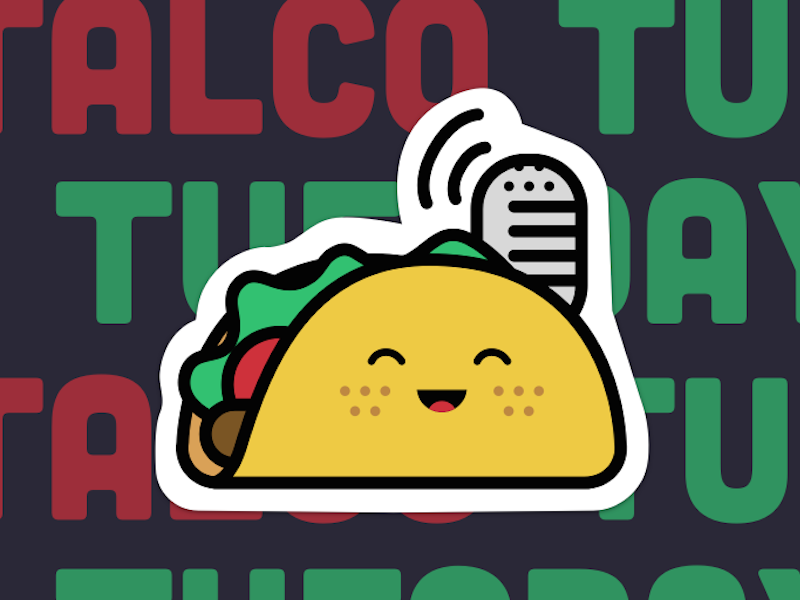 Talco Tuesday Sticker graphic cute happy illustration food taco sticker button