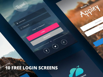 10 Free App Login Screen Pages - adobe design ui ux xd