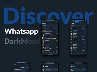 What's App - DarkMood app black branding dark kit theme ui ux whatsapp
