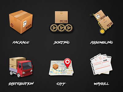 EXPRESS APP ICON assembling city distribution express icon package sorting waybill