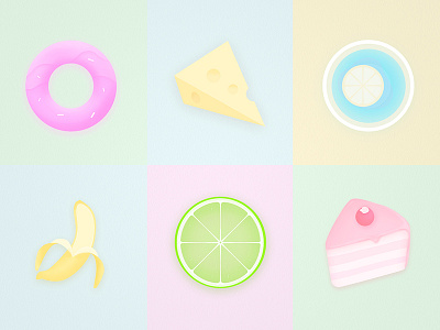 colorful food icons banana cake cheese colorful doughnut drink food icon
