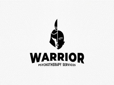 Warrior Psychotherapy logo concept. dribbble logo logo for sale mascot monoline logo negative space logo negativespace simple logo