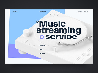 Music streaming service clean design desktop minimal promo simple ui web web design website