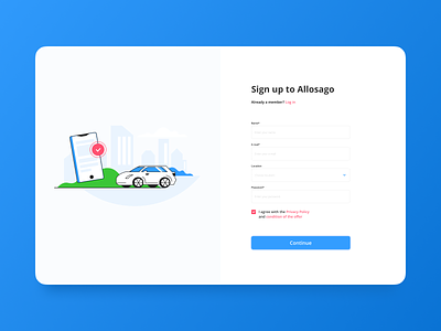 Allosago service – Sign up design forms illustration interface minimal product service ui ux