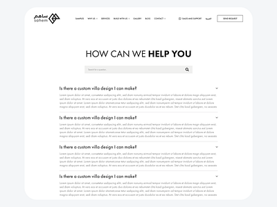 FAQs Page architecture black design faqs help center helpdesk minimal realestate ui ux