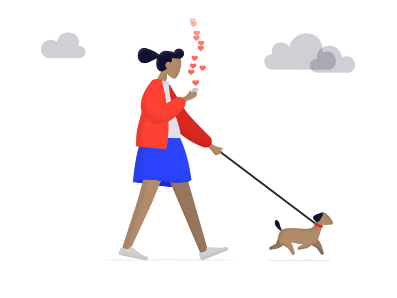 Girl and a dog walk cycle
