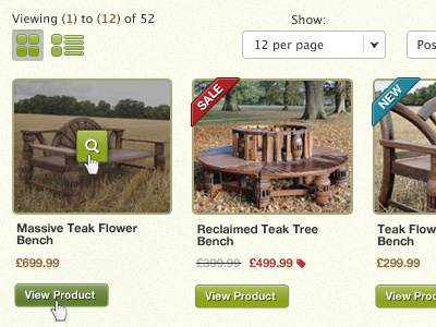 View it! ecommerce green hover product sale ui view options