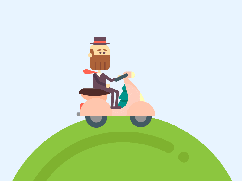 Hipster on a scooter animation beard first shot hat hipster invite scooter smoke world