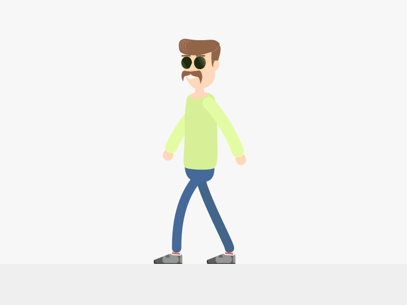 First walkcycle arms character guy hipster legs man mustache sunglass walkcycle walking