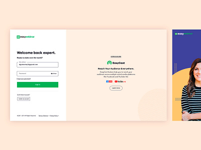 Easywebinar: Sign In clean clean design design landing page login product sign in signup ui ux webinar