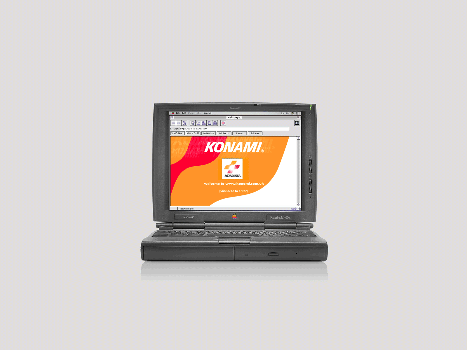 1997 Konami EMEA Website 1990s 3d logo animated spinning logo ui vintage design website