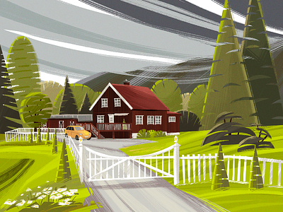 Norway Colors Illustration countryside design design studio digital art digital illustration digital painting forest graphic design green house illustration illustration art illustrator landscape nature nature illustration norway norwegian travel village