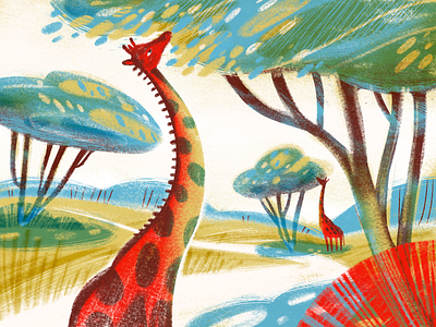 Animal World: Giraffes Illustration