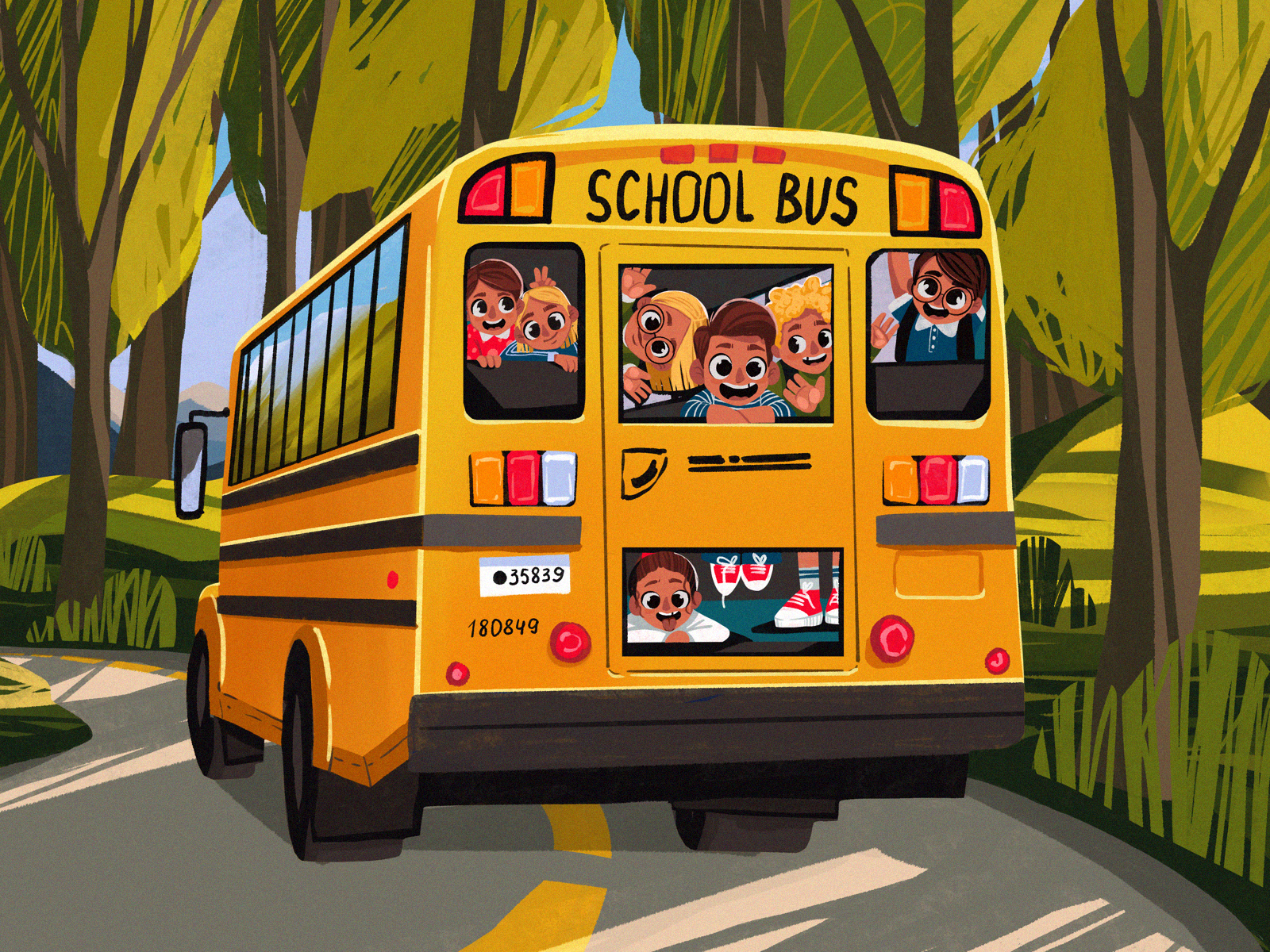 Funny School Bus Illustration by tubik.arts on Dribbble