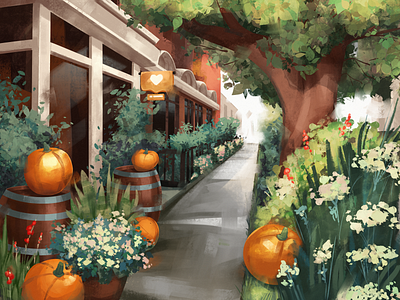 Cozy October Illustration art autumn city cozy design design studio digital art digital illustration digital painting fall graphic design illustration illustration art illustrations illustrator nature october procreate pumpkin street