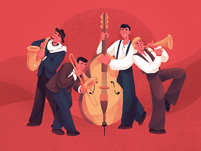 Jazzy Night Illustration band concert design design studio digital art digital illustration digital painting event graphic design having fun illustration illustration art illustrations illustrator jazz music musical instruments musicians people procreate
