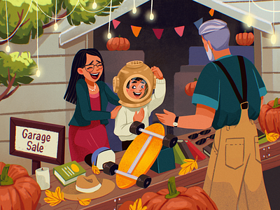 Garage Sale Illustration autumn child design design studio digital art digital illustration digital painting family fun garage sale graphic design illustration illustration art illustrations illustrator people people illustration procreate sale shopping