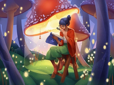 Magic in Progress Illustration amanita artwork character design design studio digital art digital illustration digital painting fairy graphic design illustration illustration art illustrations illustrator learning magic mushrooms procreate spellbook witch