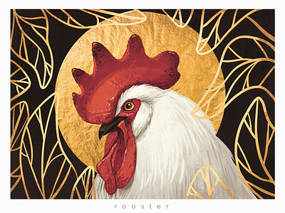 Rooster Portrait Illustration