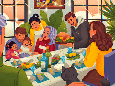 Thanksgiving Dinner Illustration