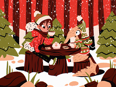 Winter Wonderland Illustration character christmas design design studio digital art digital illustration digital painting forest graphic design illustration illustration art illustrator nature outdoors procreate snow tea winter winter holidays winter wonderland