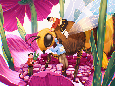 Book Illustration: Busy Bee bee book art book illustration character character design design design studio digital art digital artwork digital illustration digital painting flower graphic design illustration illustration art illustrations illustrator insect procreate work